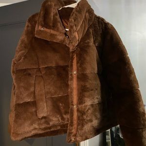 Faux Fur Brown Puffer Jacket